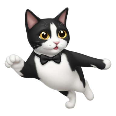 tuxedo cat with a nub tail jumping sticker
