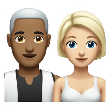 Arab man with black eyes, black buzz cut hair, and blonde hair girl with blue eyes sticker