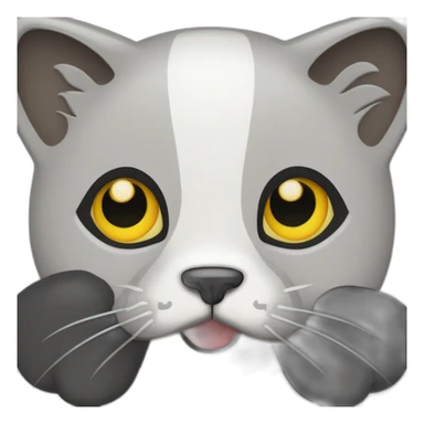 gato que tiene la mitad izquierda de su cara de color negro y la mitad derecha blanca, con un contraste marcado entre ambos lados sticker