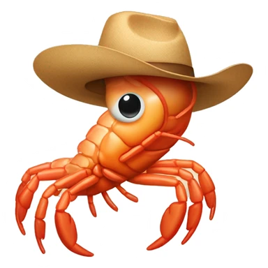 Shrimp wearing a cowboy hat sticker