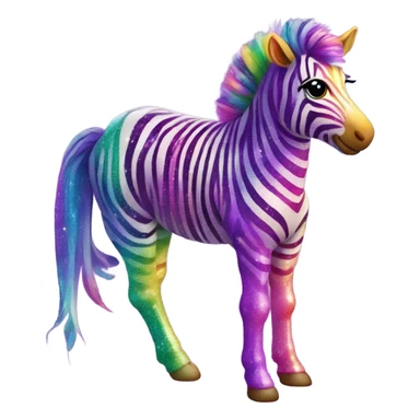 Lisa frank rainbow zebra with glitter purple stripes sticker