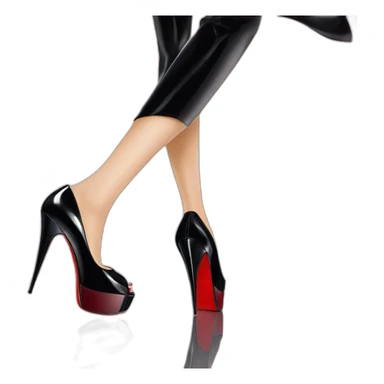 View from back Louboutin Black patent Leather Lady Peep Toe Platform sticker