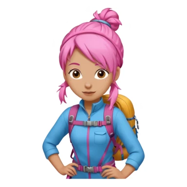 climber girl with pink bun hair sticker