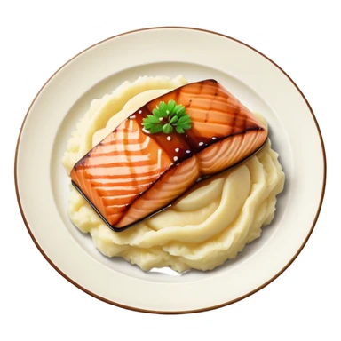 Plate of salmon teriyaki and mashed potatoes  sticker