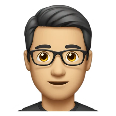 A man with black short hair and wearing a glass sticker