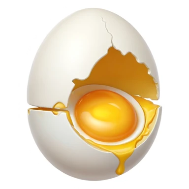 egg object icon, cracked egg with yolk, 3D cartoon, mobile game icon style, clean background, no text, no watermark
 sticker