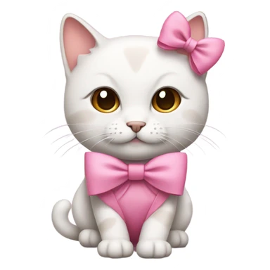 a cat with pink bow on head and with pink dress sticker