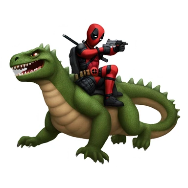 Deadpool riding godzilla sticker