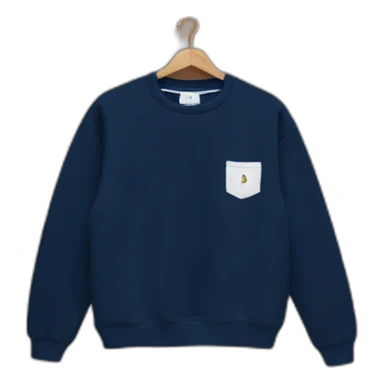 navy blue sweatshirt with white R breast pocket embroidery sticker