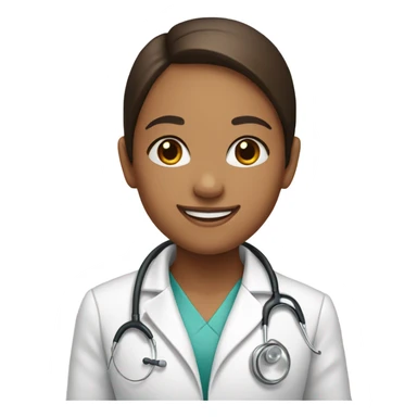 smiling girl portrait with brown eyes with doctor coat  sticker