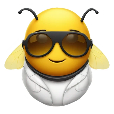 A CHUBBY CARTOON bee with AVIATOR SUNGLASSES sticker