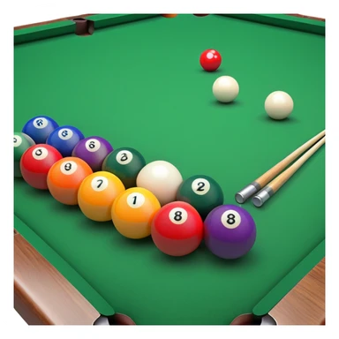 billiards pool table with cue ball and colorful balls sticker