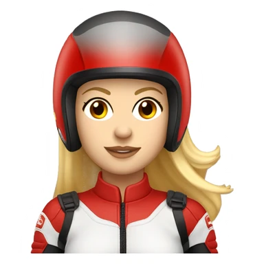 Mujer rubia en moto roja con casco rojo sticker