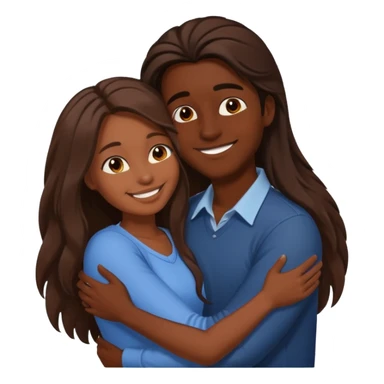 dark skin girlfriend hugs brown skin boyfriend with long hair  sticker