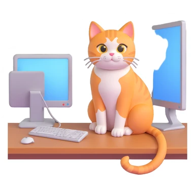 cat using a computer sticker