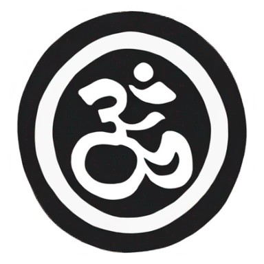 Orange flag with white stripes in middle of it and a hindu om in middle of white stripe sticker