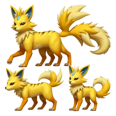 Feral Quadrupedal Digitigrade Luxray-Jolteon-Furret-Renamon-Zeraora-Vernid-fusion-hybrid-creature, full body  sticker