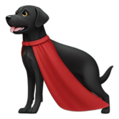 Un labrador noir qui vole avec une cape rouge sticker
