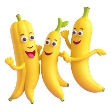 a banana and apple dancing, expressive faces, fun atmosphere sticker