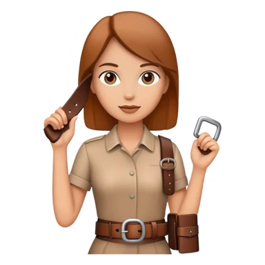 Woman holding leather belt in hand sticker