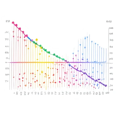 vaporware color themed line chart, direction up and to the right sticker