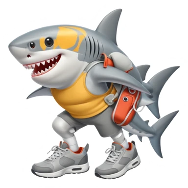 Shark with legs and shoes sticker