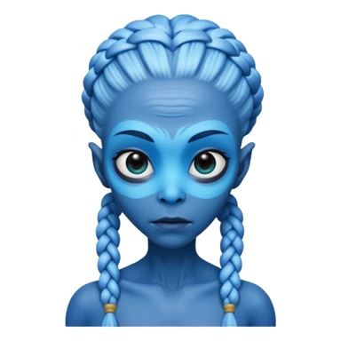 alien with braided hair, blue sticker