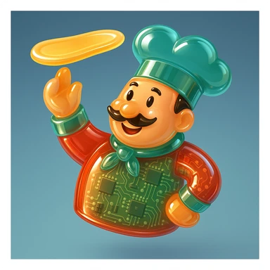 smiling Italian chef spinning pizza dough sticker