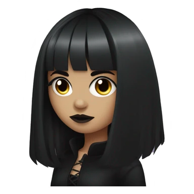 goth girl with long black hair and bangs and big black eyeliner  sticker