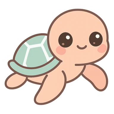 adorable baby hawksbill turtle, big eyes, soft colors sticker