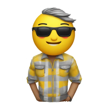 1 SOLO EMOJI AMARILLO 3D CON LENTES DE SOL CUADRADOS Y FACCION SERIA sticker