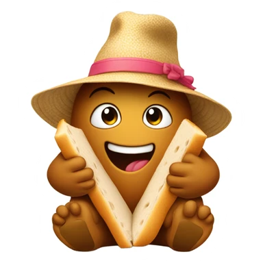 A poo with a sunhat eating a sandwich  sticker