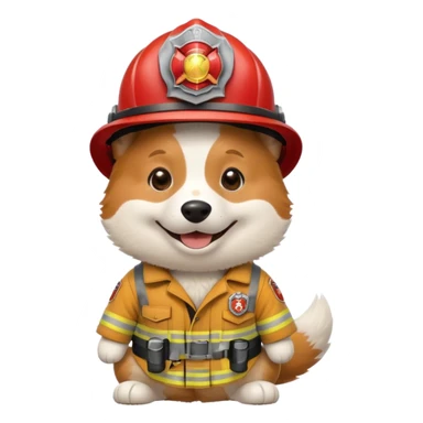 Corgi wearing firefighter gear sticker