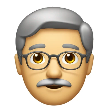 menino, usando óculos, bigode, calvo, olhos castanhos, pardo sticker