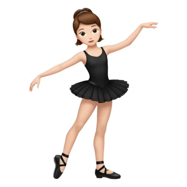 menina cabelos castanhos vestida de roupas de jazz e sapatilhas pretas sticker