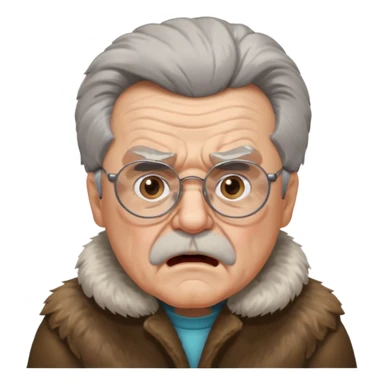 make old old man like 80 with gray hair and fur has HUGE EYE brows and glasses and is always mad and gay sticker