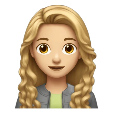 girl 10 years with  very long light brown hair and grey eyes sticker