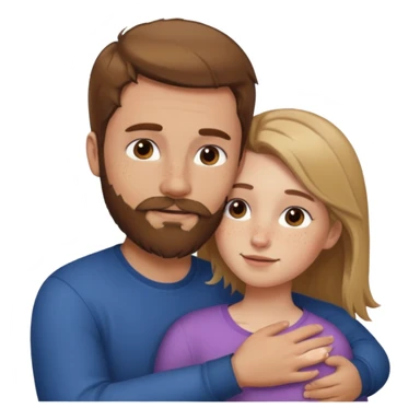 man with bead and brown hair hugging girl with brownish blonde hair with freckles  sticker