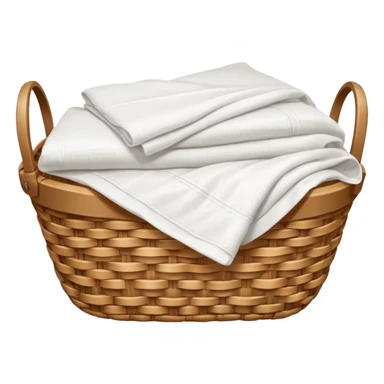 a wicker basket with white bedsheets sticker