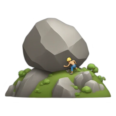 tiny man rolling a boulder up a mountain sticker