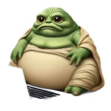 Jabba the Hutt from Star Wars with a laptop sticker