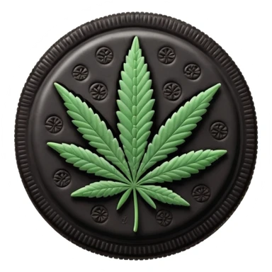 black and white oreo cookies with cannabis leaf sticker