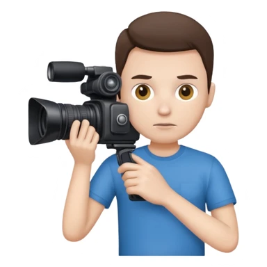 cameraman hold a camera, white skin and tshirt sticker