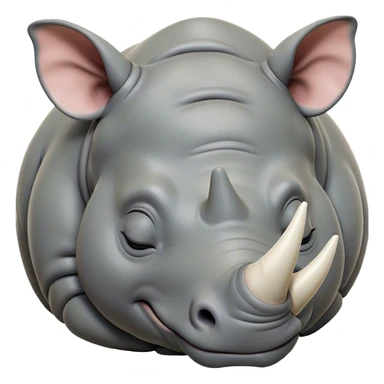 Meme-Worthy Cute Sleeping Rhinoceros Portrait Emoji, Head resting peacefully with a contented smile, showcasing a massive, robust build and a luxuriously soft slate-gray hide, accented by a gentle white horn, eyes shut in a serene, restful nap, Simplified yet hilariously adorable features, highly detailed, glowing with a soft, drowsy light, high shine, relaxed and utterly lovable, stylized with an air of playful laziness, bright and heartwarming, soft glowing outline, capturing the essence of a comically sleepy rhinoceros, so meme-worthy it feels like it could instantly become the next viral sensation of adorable slumber! sticker