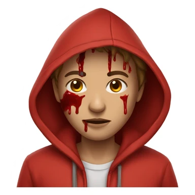 wearing red hoodie bloodied out sticker