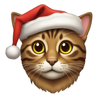 brown tabby cat with a santa hat on sticker