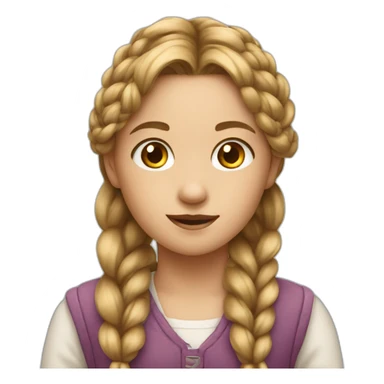 A young girl with long hair in a braid sticker