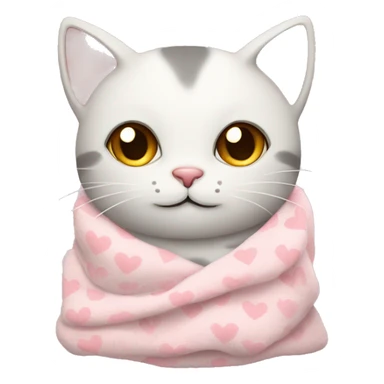 cat with a cozy light pink heart pattern blanket  sticker