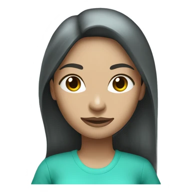 woman cleaner with light skin and long dark straight hair in turquoise color t-shirt. with vacum cleaner sticker