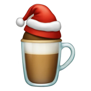 glass of coffee with christmas hat sticker